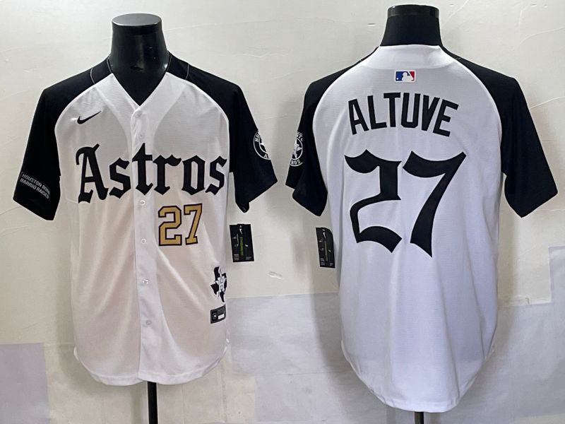 Men 2025 Houston Astros #27 Altuve White Black Five generations Joint Name Nike MLB Jersey style 5->houston astros->MLB Jersey